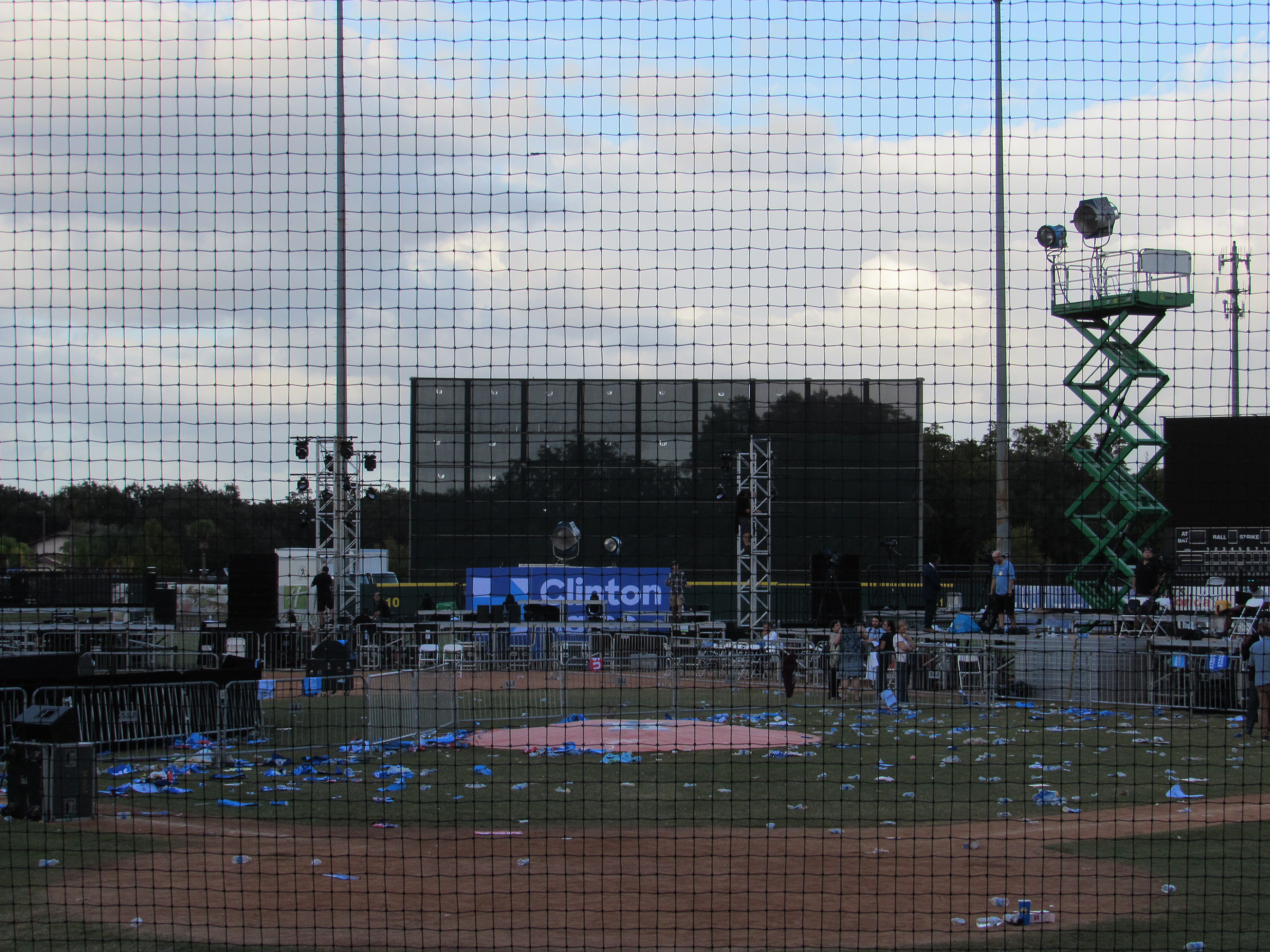 Infield Left Trashed at President Obama rally for Hillary Clinton Kissimee FL Nov 6, 2016 photo by Kristinn Taylor