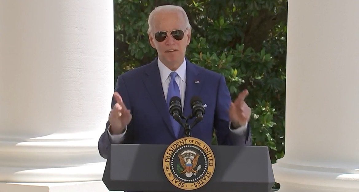 Biden Hides His Eyes with Sunglasses as He Delivers Garbled Remarks From White House Balcony (VIDEO)