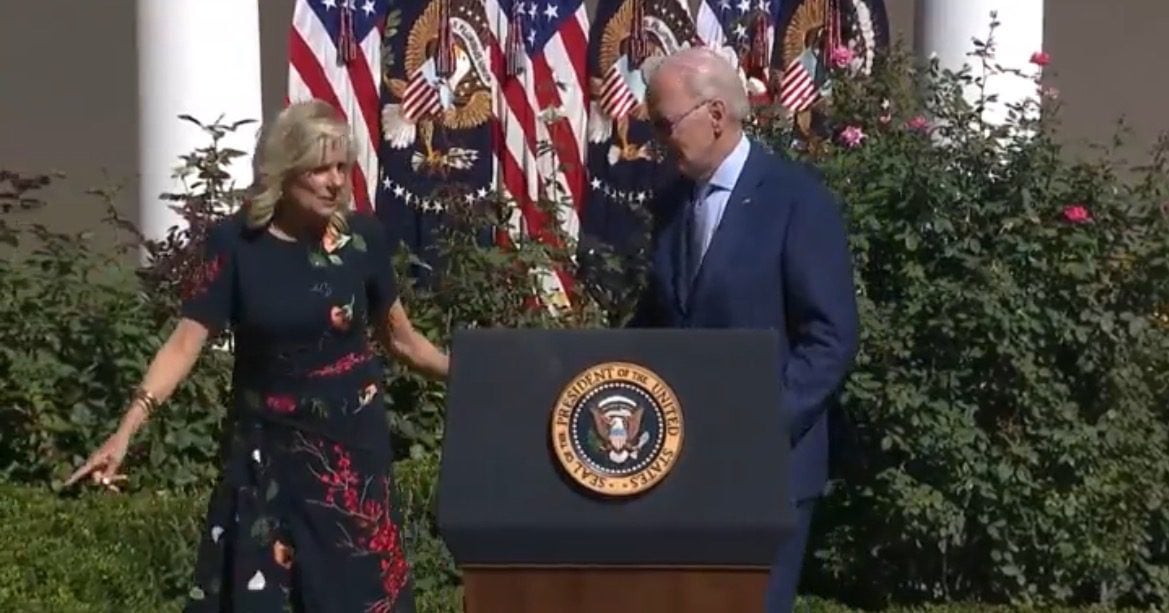 “You Go Down This Way” – Dr. Jill Tells a Confused Joe Biden Where to Go After Rose Garden Speech (VIDEO)