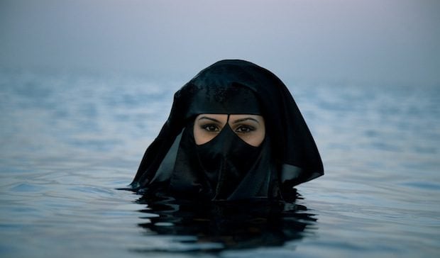 muslim woman swimming