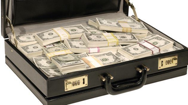 Briefcase with money