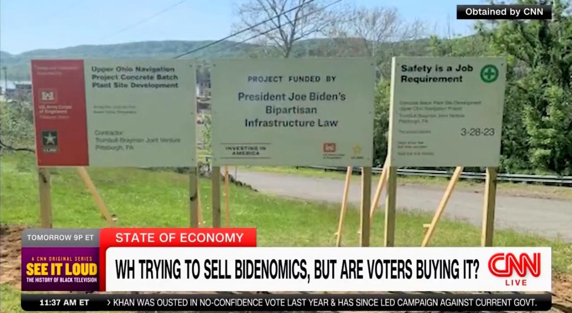 CNN: Biden Admin Desperate to Sell Bidenomics So the Regime is Putting Up Signs with Biden’s Name on Them at Construction Sites (VIDEO)