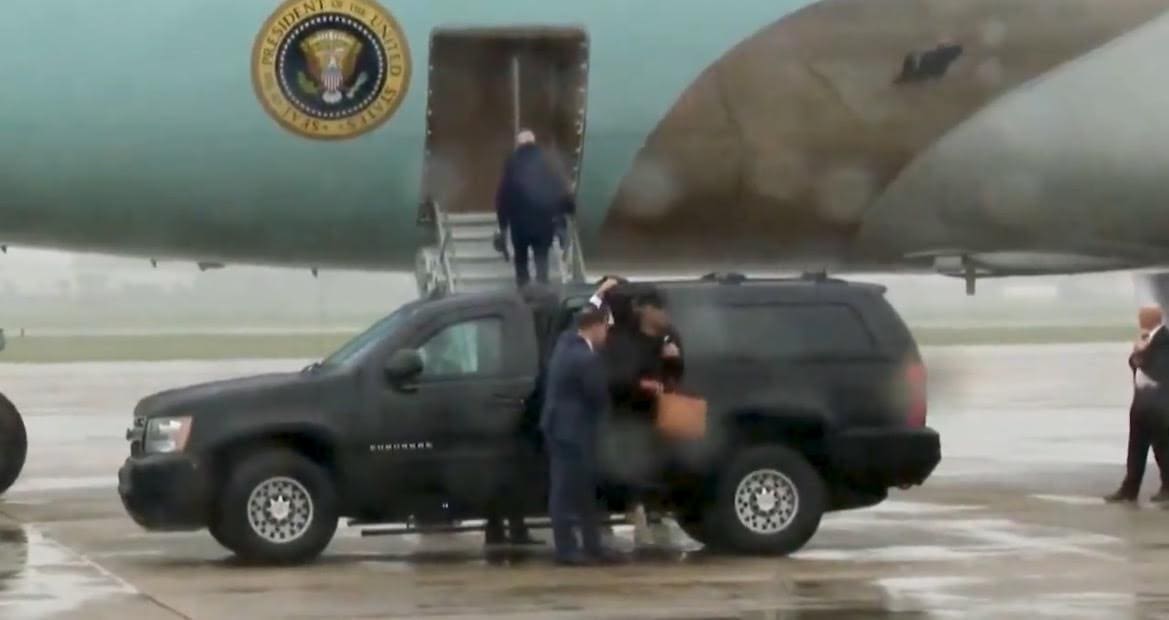 Biden Lumbers Up Shorter Staircase After Report Reveals Secret Mission to Keep Joe From Falling Down (VIDEO)