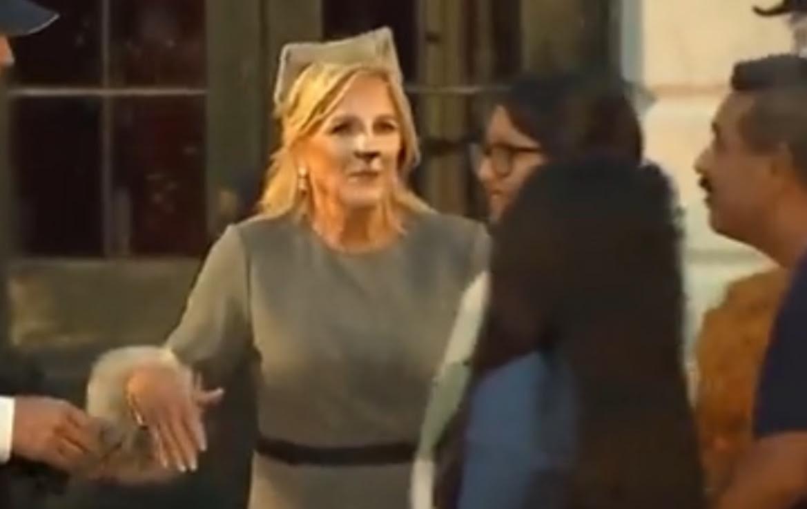 TACKY: Jill Biden Shows Up to White House Halloween Party Dressed as White House Cat “Willow”…with Face Paint and a Tail (VIDEO)