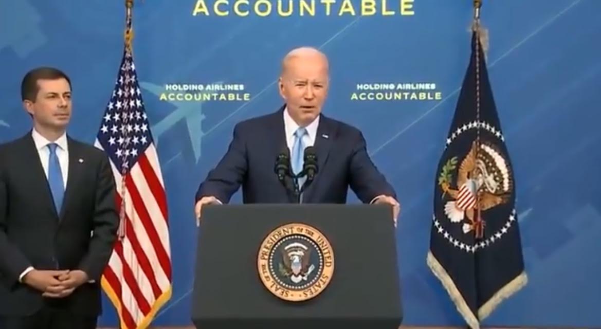 Biden: I’m Making it “Mandatory” For Airlines to Compensate Passengers For Delayed or Canceled Flights with Free Meals, Hotels, Taxis…On Top of the Cost of Refunding Your Ticket (VIDEO)