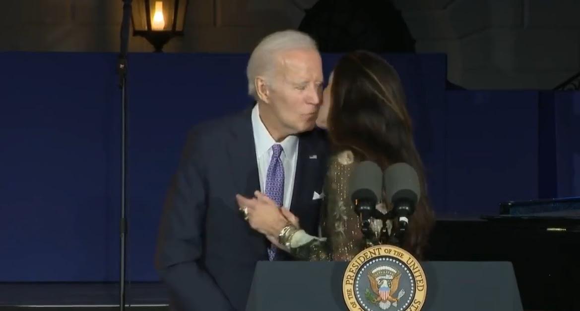 Biden Shares Creepy Kiss with Daughter He Took ‘Inappropriate Showers’ With at White House Juneteenth Concert (VIDEO)