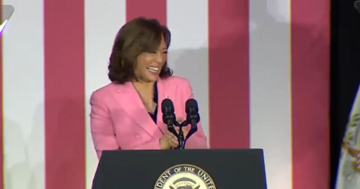 Kamala Harris Laughs Uncontrollably as She Takes the Stage at Abortion Rally (VIDEO)