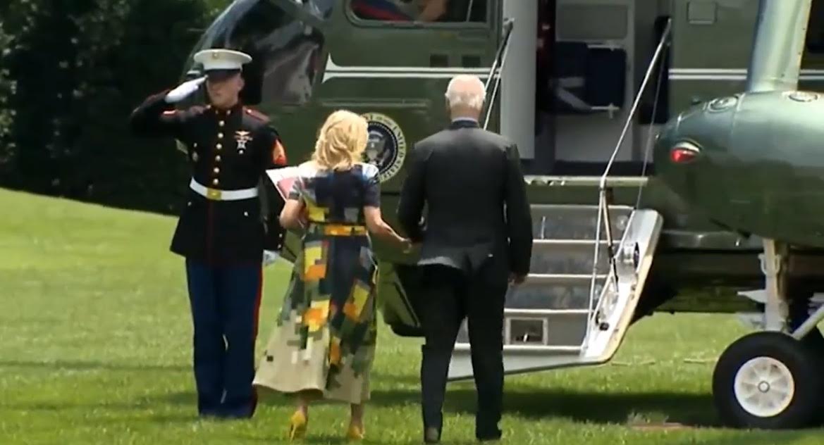 Biden Takes No Questions And Fails to Salute Marine as He Retreats to Camp David For Another Vacation (VIDEO)