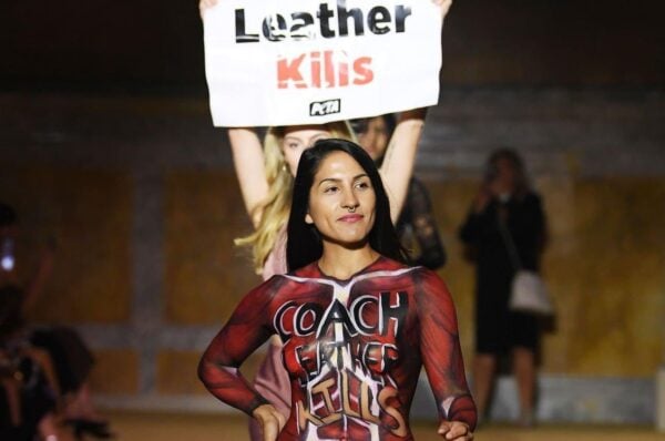 PETA Activist Wearing Underwear and Body Paint Storms Coach Runway to Protest Leather (VIDEO)