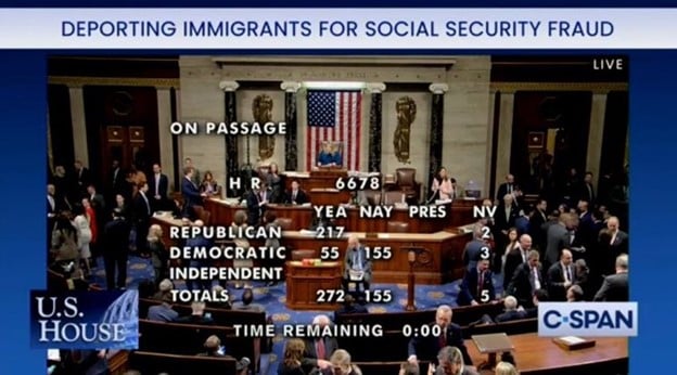 DESPICABLE: 155 Democrats Vote Against Deporting Illegal Aliens Who Rob America’s Seniors by Committing Social Security Fraud