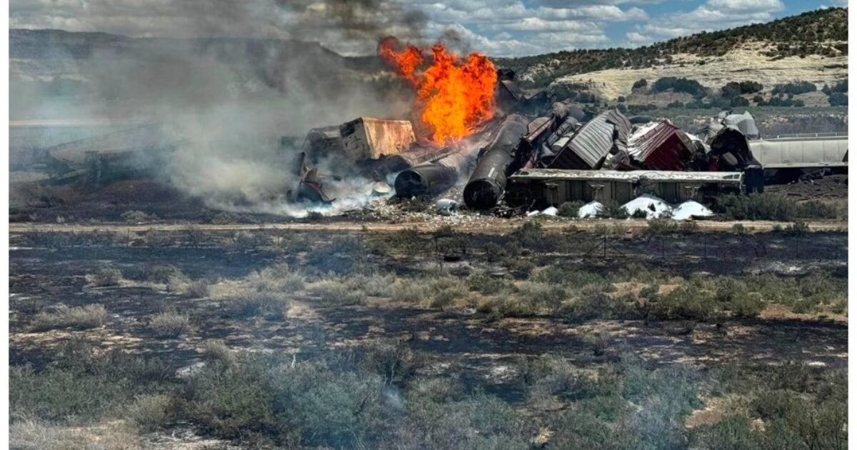 Freight Train Derails at New Mexico-Arizona State Line Resulting in Massive Fire (VIDEO)