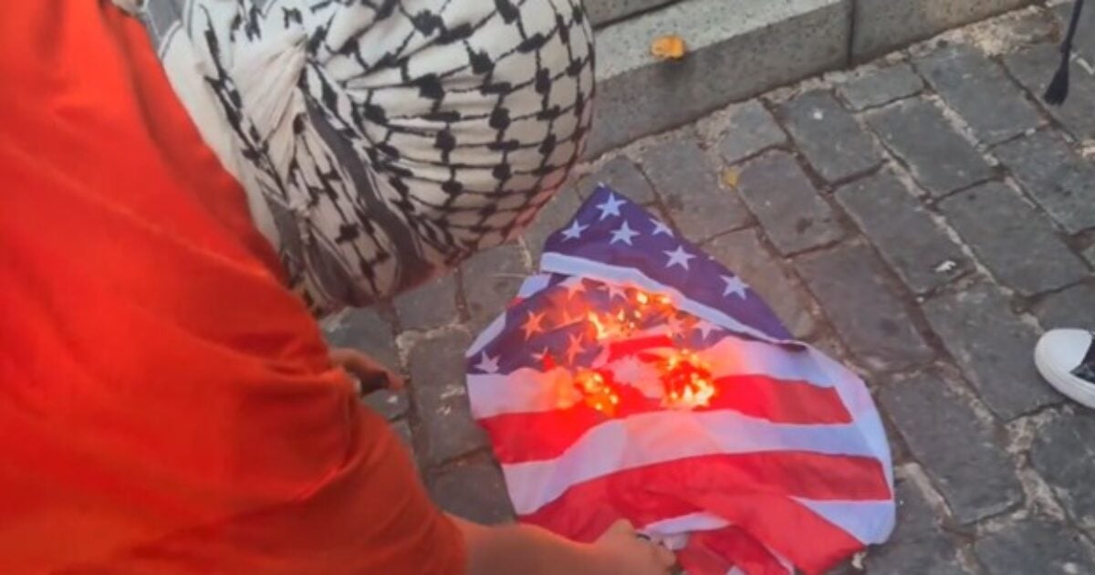 Despicable: Pro-Hamas Agitators Torch American Flag and Desecrate World War I Memorial in New York City While Police Guard Star-Studded Met Gala Event (VIDEO)