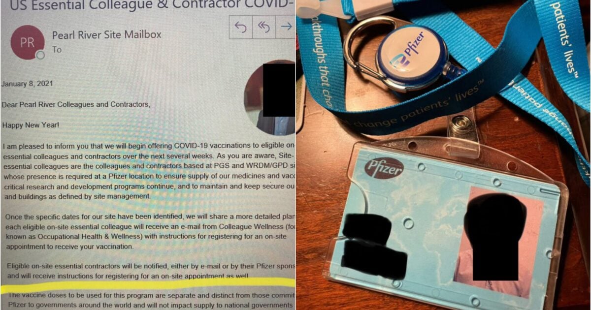 Whistleblower Exposes Internal Email Suggesting Pfizer Offered “Separate and Distinct” COVID-19 Vaccines to Employees