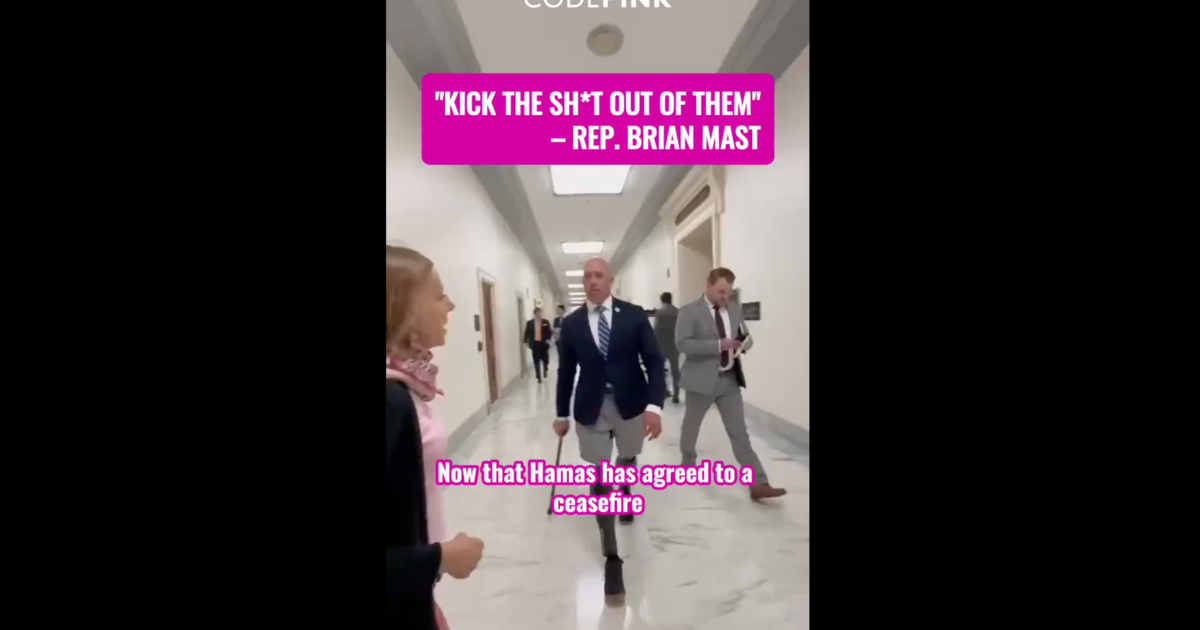 Brian Mast Absolutely Levels Nasty Code Pink When Asked About Hamas Ceasefire Deal: “I Think Israel Should Go in There and Kick the Sh*t Out of Them” (Video)