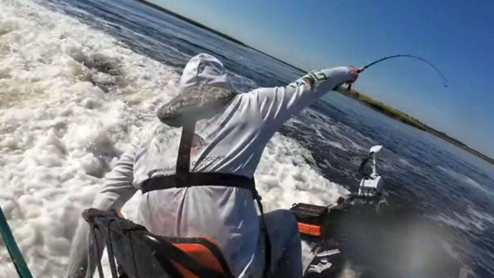 This TikTok screen shot shows a viral incident involving a kayaking fisherman and a jet skier.