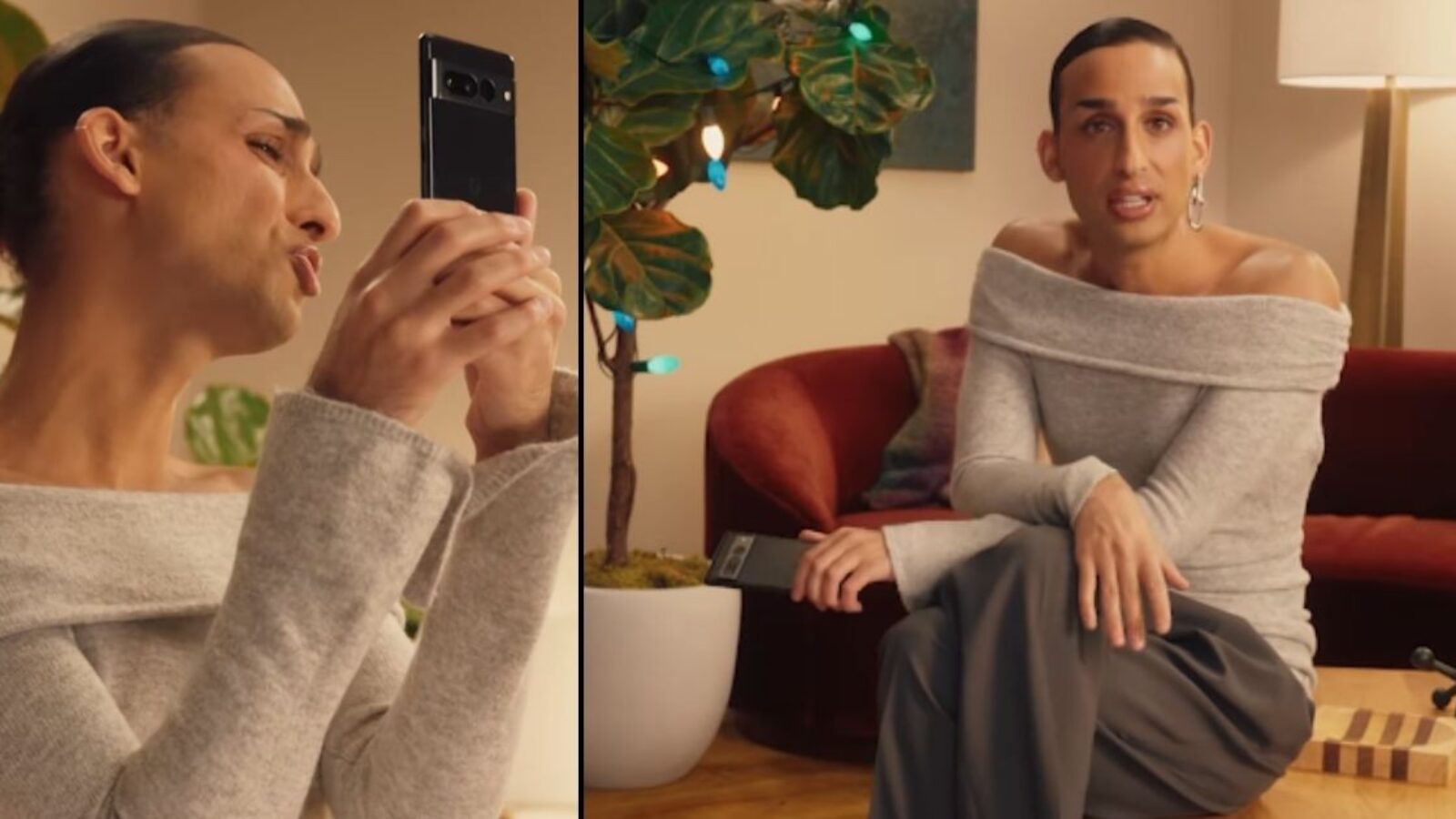 Transgender influencer Cyrus Veyssi, seen in a Google commercial