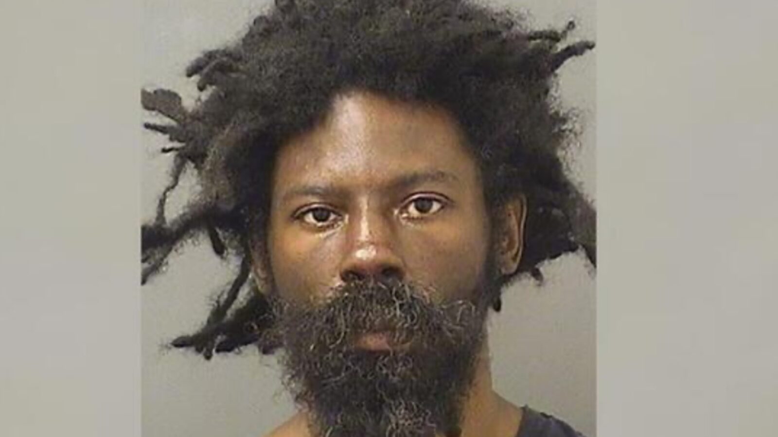 Mugshot of a man with long, unkempt hair and a beard, looking directly at the camera against a neutral background.