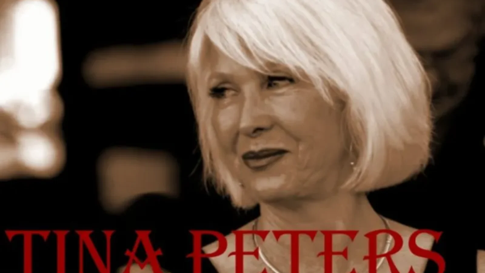 Tina Peters advocates for constitutional rights, featured in a promotional image highlighting her activism and legal challenges.