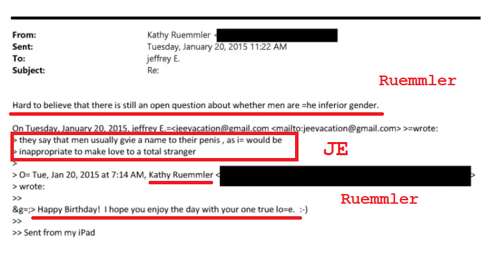 Email exchange discussing gender perceptions and a birthday greeting, highlighting humor and personal connection between the correspondents.