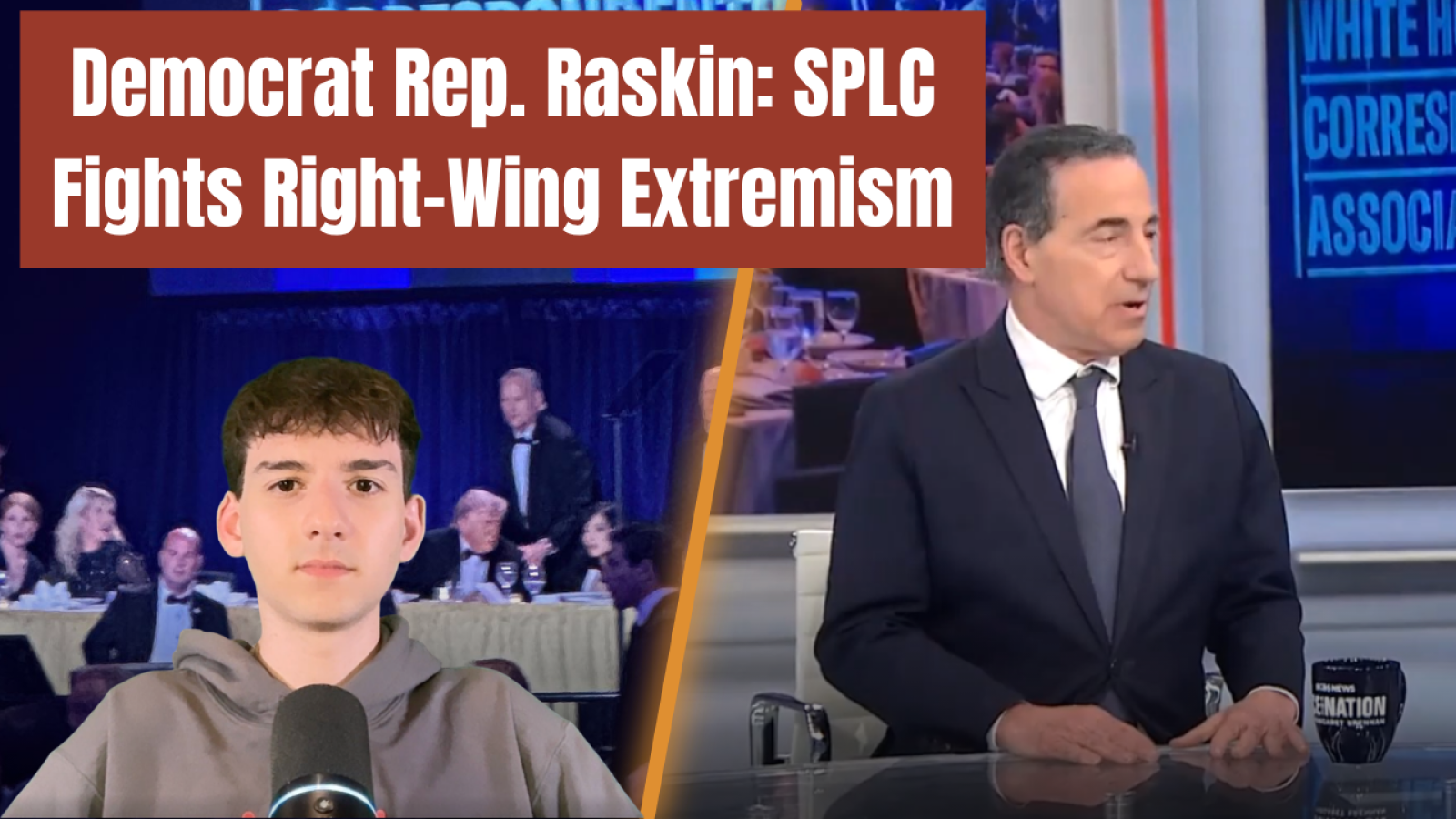 Democrat Representative discusses the SPLC's efforts to combat right-wing extremism during a televised interview.