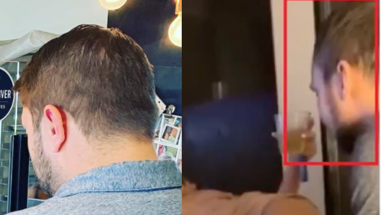 Two men captured from behind, one at a bar with a drink and the other in a casual setting, showcasing different environments.