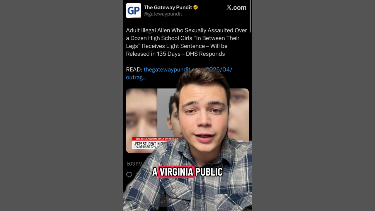 Young man discussing a controversial news story related to a Virginia public school incident, with a focus on legal and social implications.