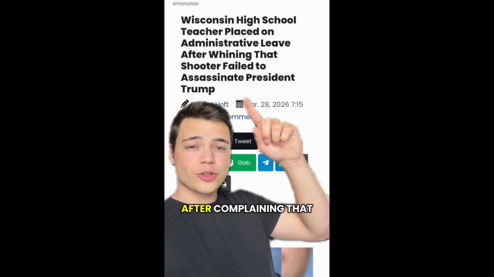 Wisconsin high school teacher discusses administrative leave following controversial comments about a shooter and President Trump.