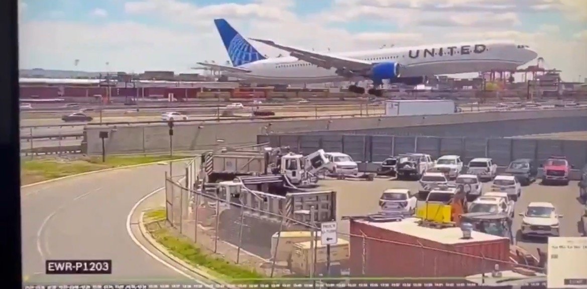 WATCH: Newly-Released Security Footage Shows Moment United Airlines Flight Hits Truck at Newark Airport