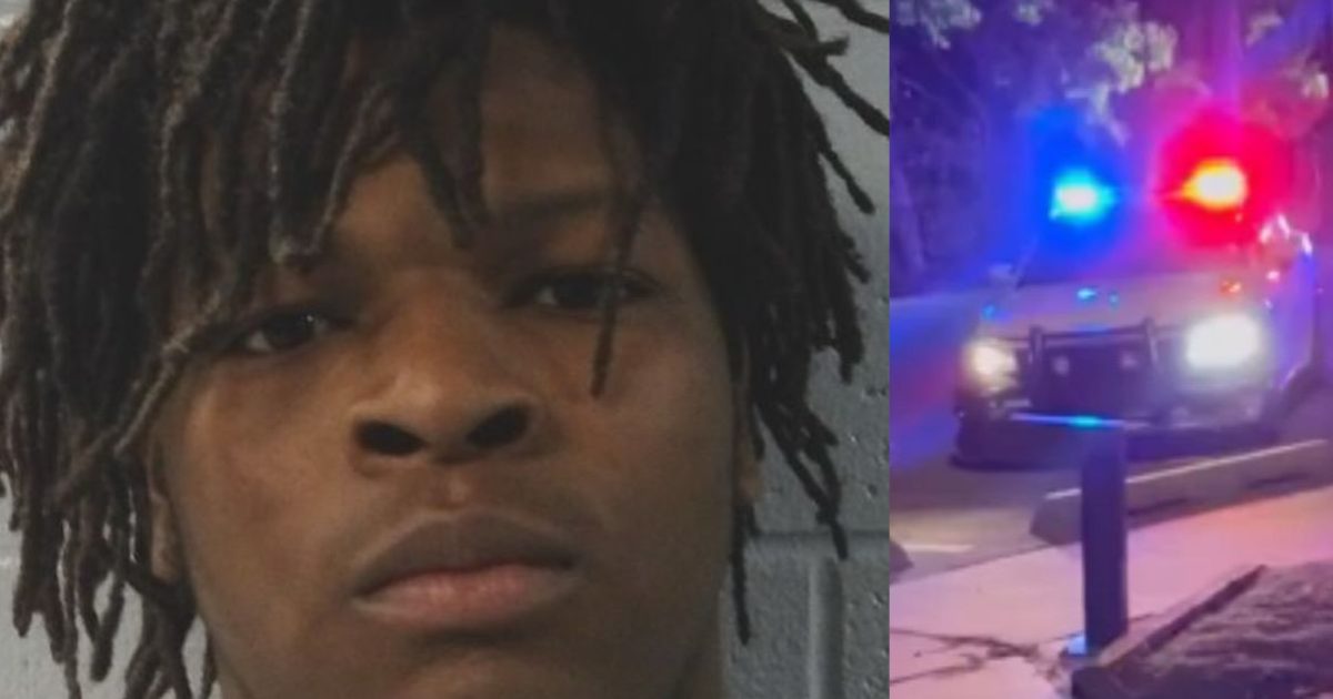 Image of a young man with dreadlocks alongside a police car with flashing lights at night, highlighting a law enforcement scenario.