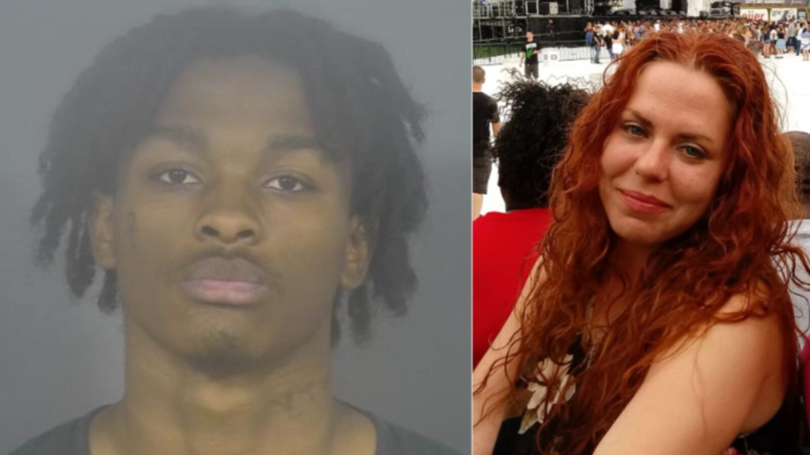 Image features a male suspect with dreadlocks and a female with red hair, highlighting a police investigation or missing person case.