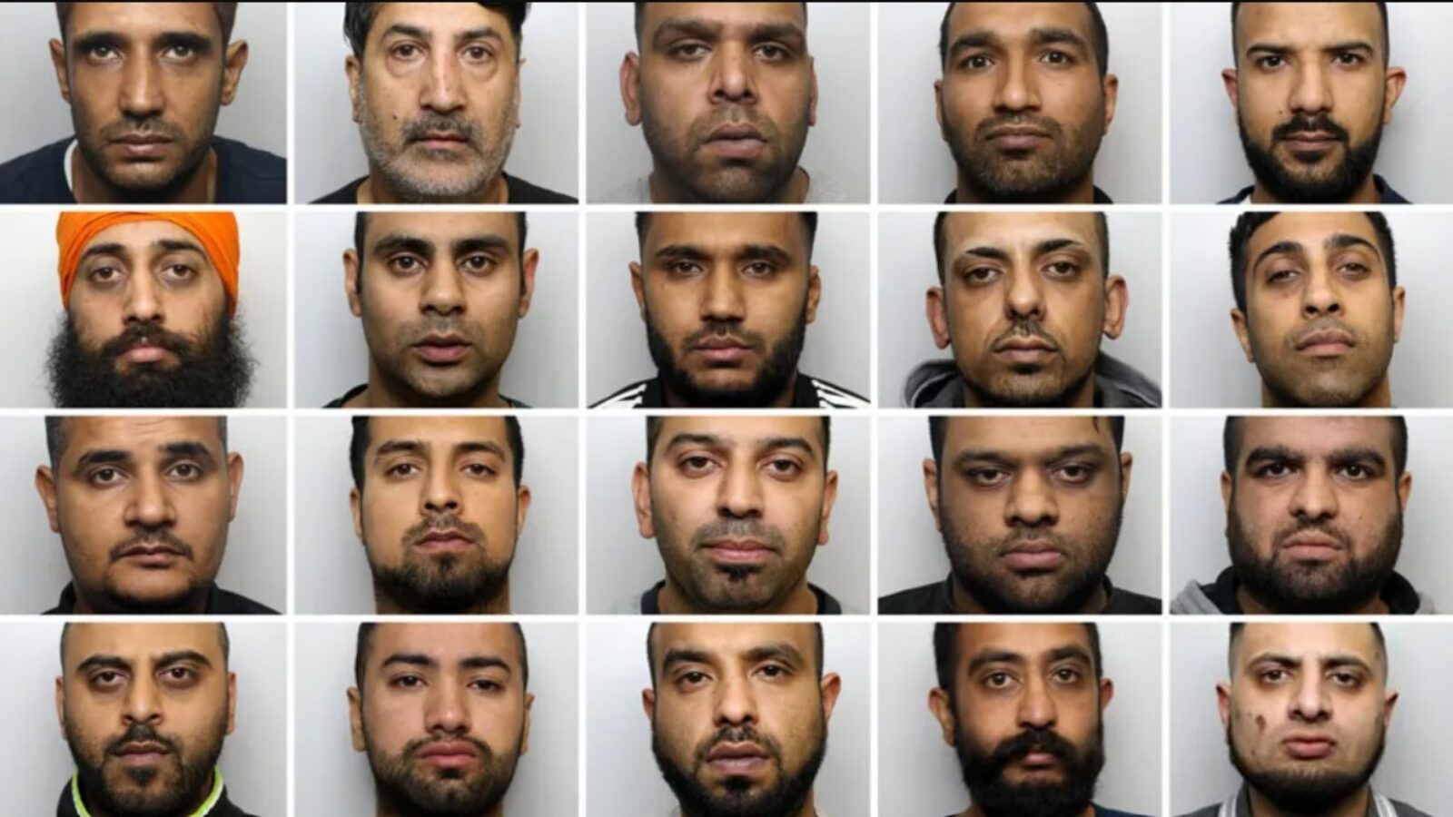 Mugshots of multiple men arranged in a grid, showcasing diverse facial expressions and appearances for identification purposes.