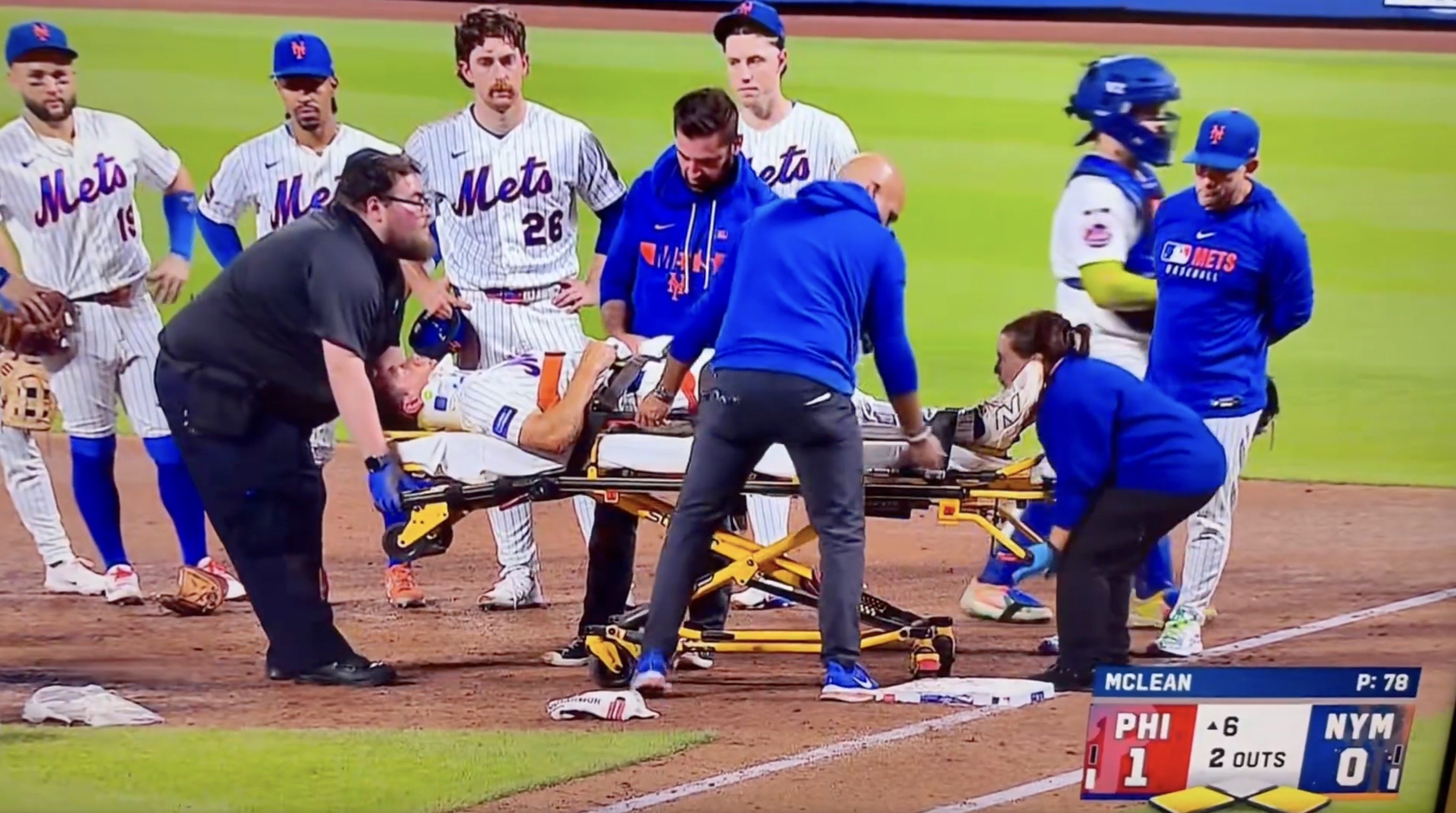 WATCH: Mets Player Knocked Unconscious by a Knee to the Head — Then EMS Crew Turns the Rescue Into a Circus
