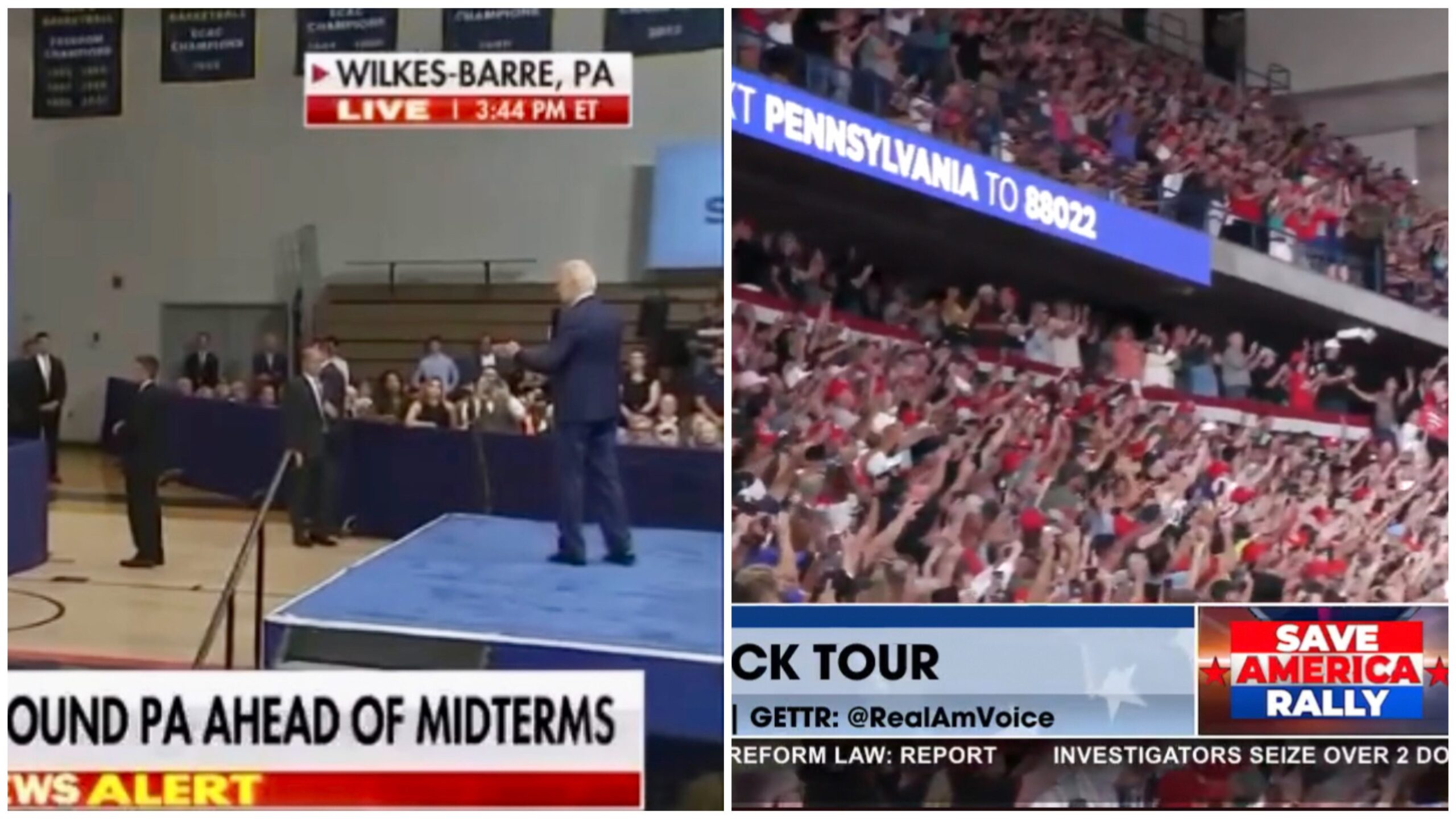 81 Million Votes??? COMPARE AND CONTRAST: Trump and Biden Hold Rallies in Wilkes-Barre — TRUMP FILLS ARENA WITH OVERFLOW CROWD, Biden Can’t Even Fill High School Gym