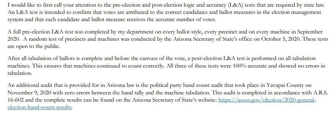 The Elections Director in Yavapai County AZ Claims an Audit
Similar to the One in Maricopa County Is Not Necessary – Here’s Why
She’s Wrong 2