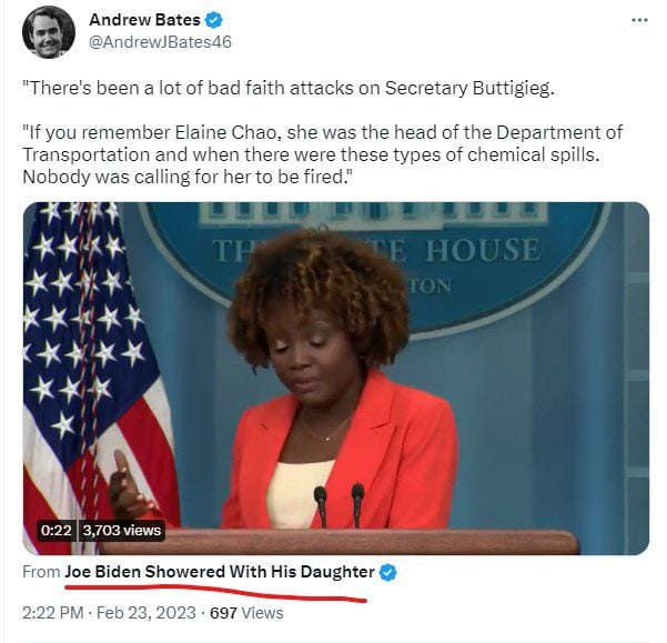 WHOOPS: WH Deputy Press Secretary Accidently Reminds Americans that Joe Biden Showered With His Daughter