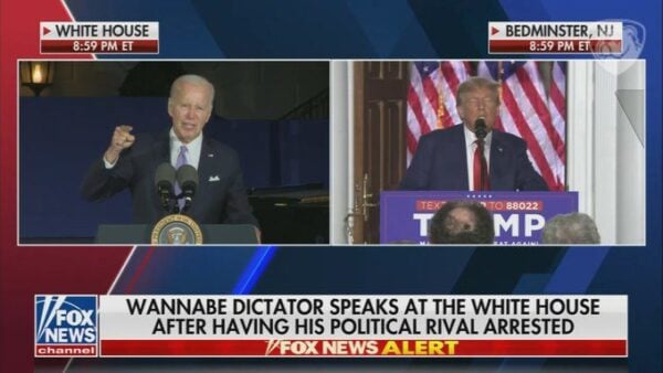 Fox News Slams Biden While Airing Trump Speech: “Wannabe Dictator Speaks at the White House After Having His Political Rival Arrested”