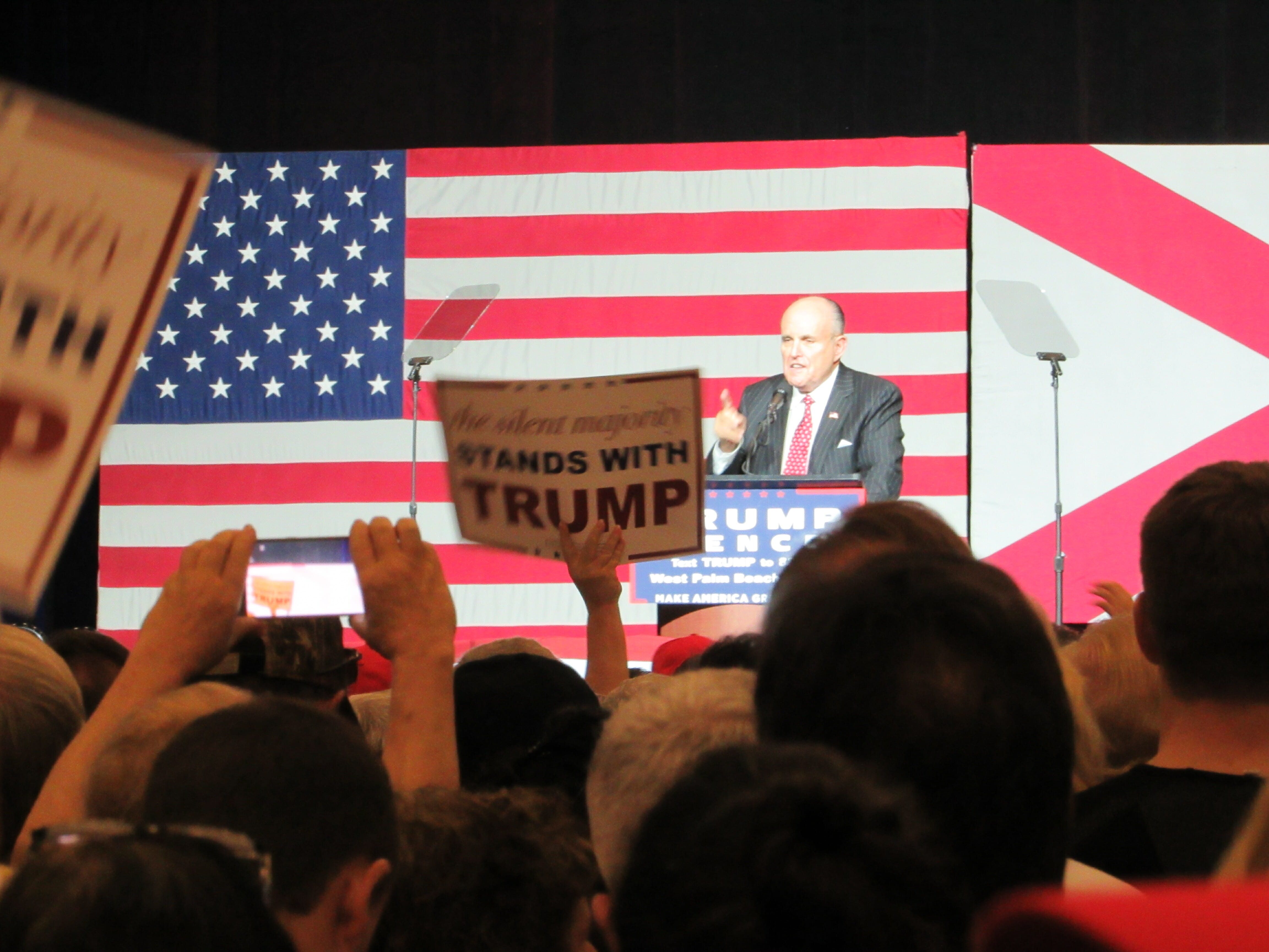 Former New York City Mayor Rudy Giuliani speaks at Trump rally West Palm Beach