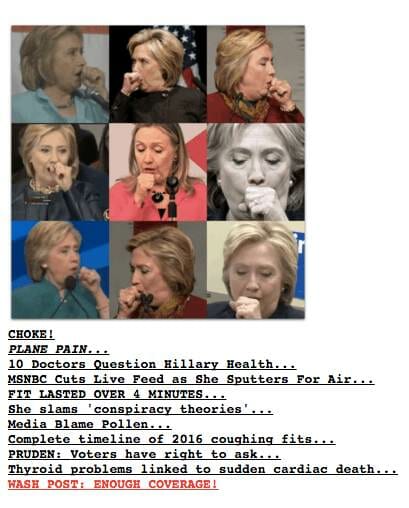 Drudge Report Lead Hillary Clinton Coughing Fit FishbowlDC 09062016