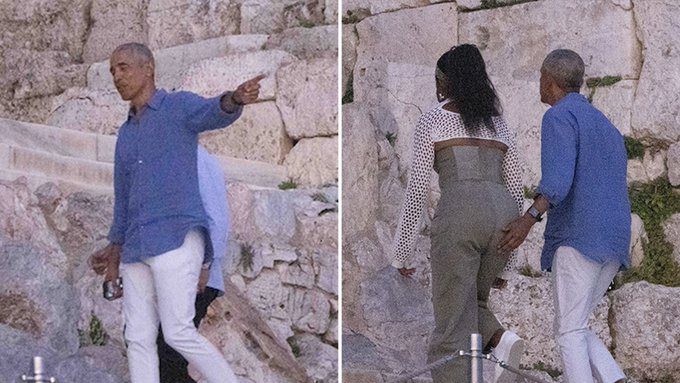 Barack Obama Gets Handsy with Michelle at the Acropolis in Greece