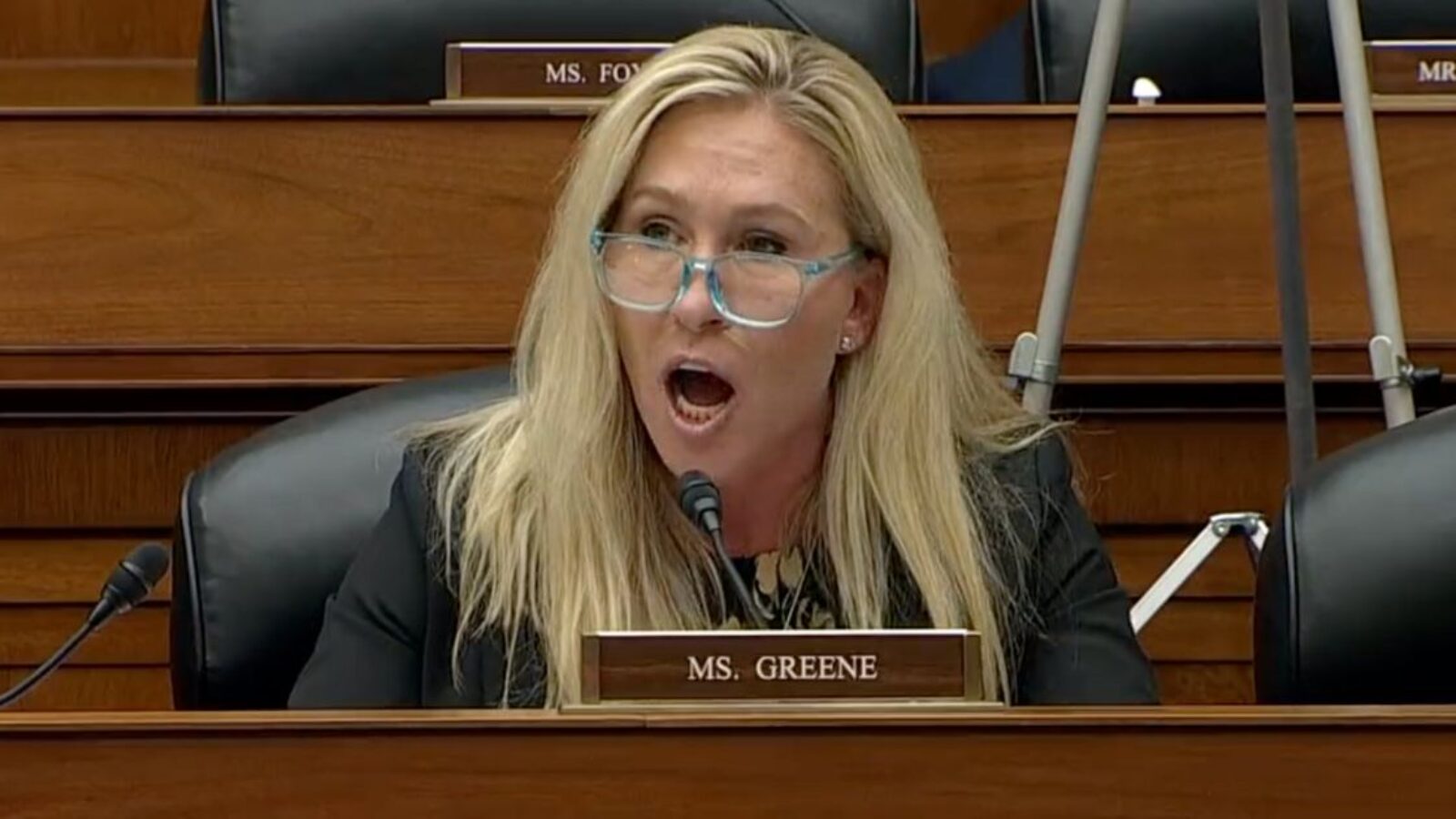 Republican Rep. Marjorie Taylor Greene of Georgia speaks during a House committee hearing Tuesday.