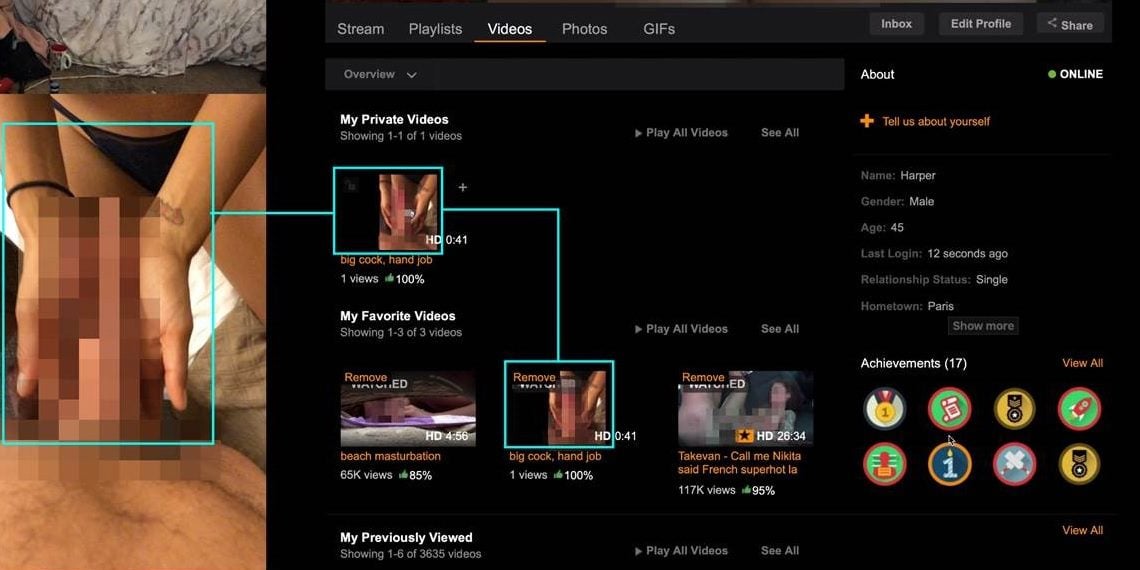 The picture of the woman’s behind on his PornHub home... 
