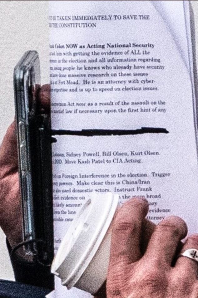 Mike Lindell Visits Trump in White House – Then Media Captures Pictures of His Notes to President Referring to Crimes and Insurrection Act Mr-Pillow-Notes-5