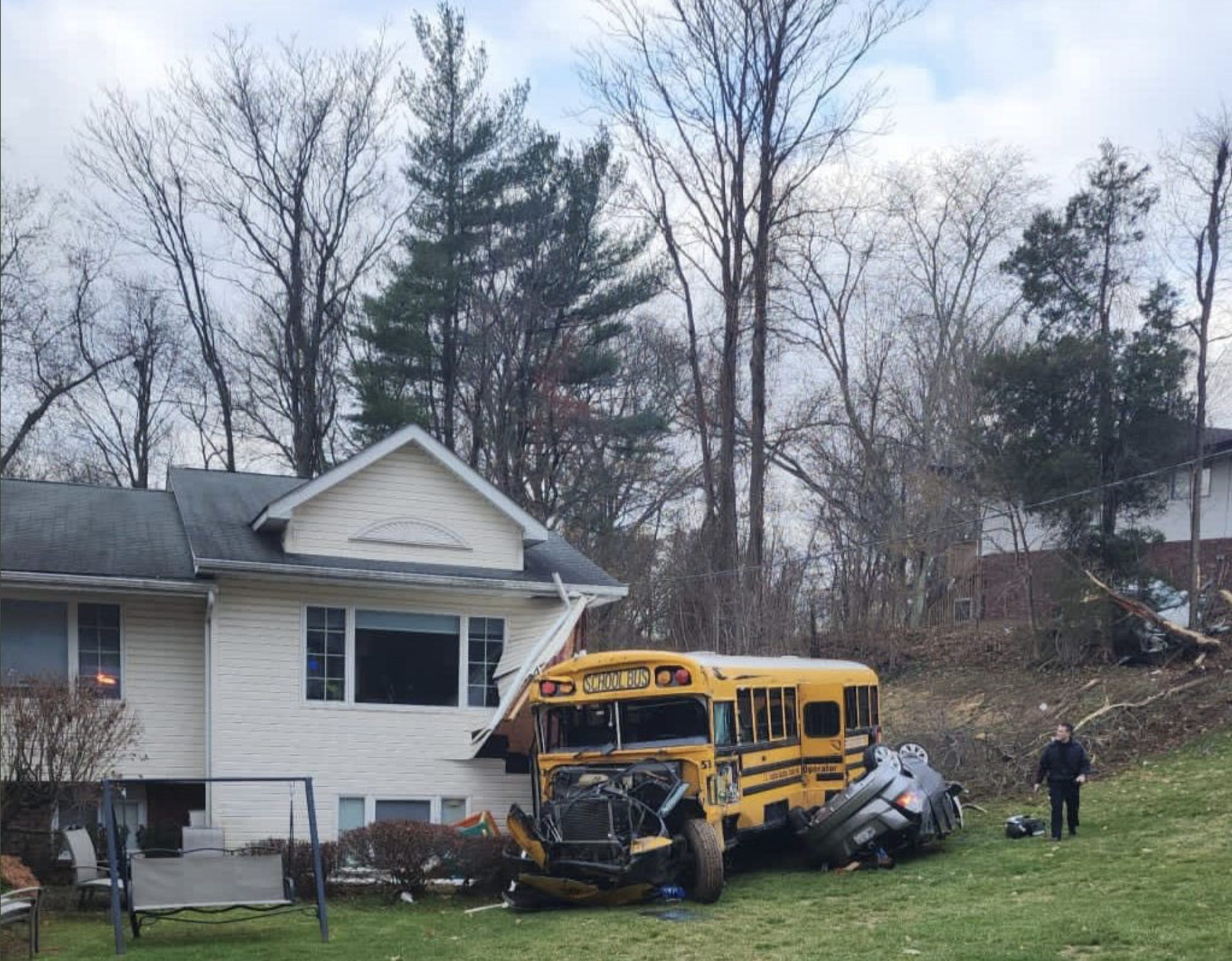 School Bus Filled With Children Crashed into House in Spring Valley, NY, Serious Injuries
