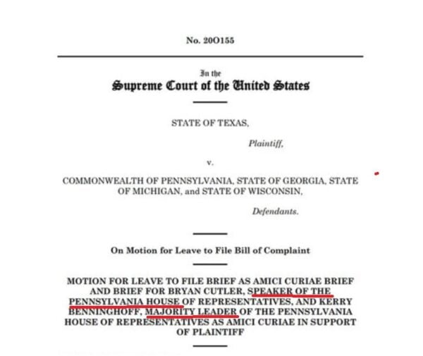 BREAKING: Pennsylvania’s House of Representatives Joins
Texas in Suit Against Pennsylvania, Wisconsin, Michigan and
Georgia 2