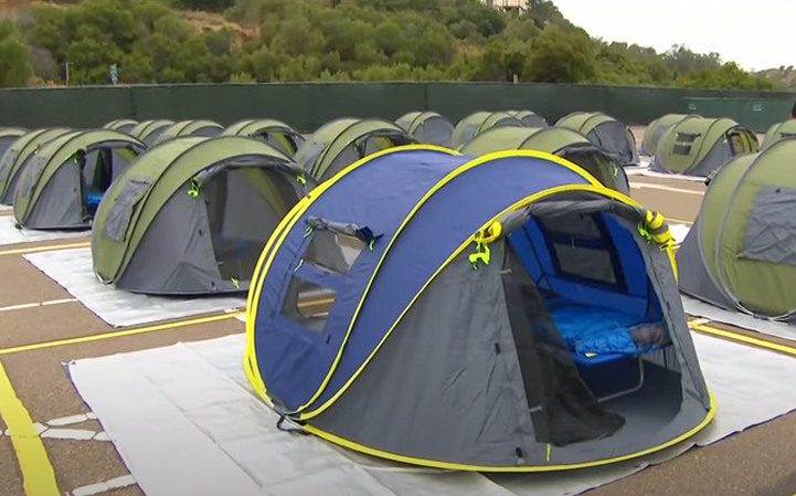 City of San Diego Opening ‘Safe Sleeping’ Site for the Homeless – A Sea of Tents in a Parking Lot