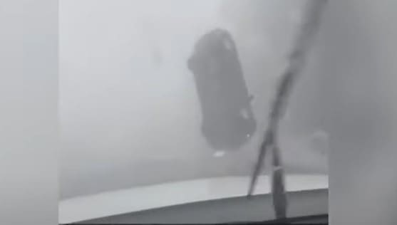 Hurricane Idalia Flips Car in South Carolina (Video)