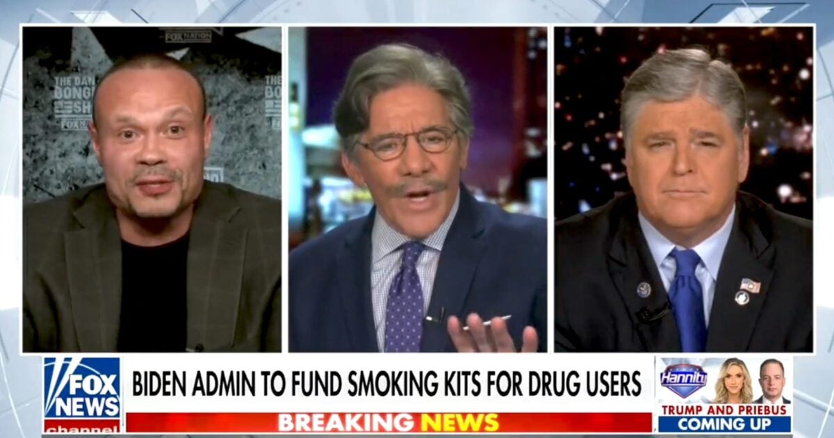 Geraldo Hannity Bongino Fox News Biden Admin Crackpipes Drug Kits