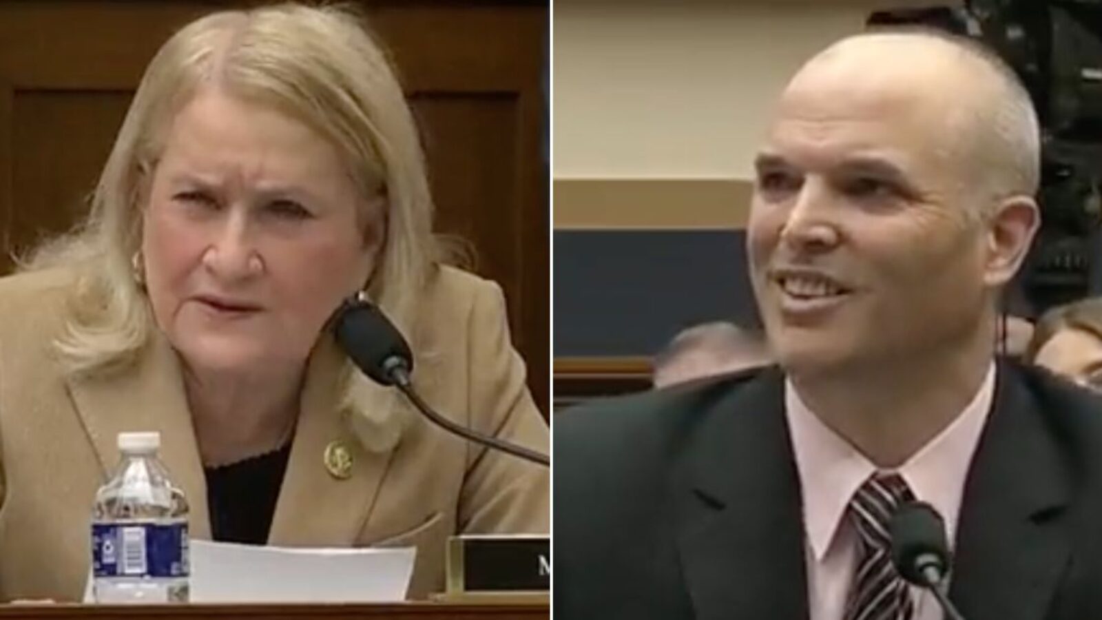 Rep. Sylvia Garcia, a Democrat from Texas, tried different tactics to get journalist Matt Taibbi, right, to reveal his "Twitter files" source.