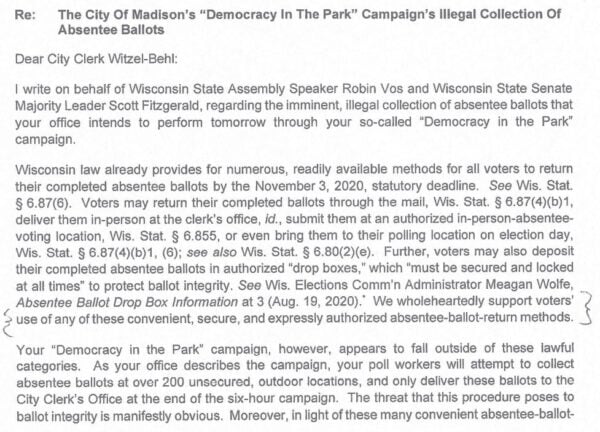 BREAKING EXCLUSIVE: What’s Going On In Wisconsin? Hillary
Attorney Elias Provides Evidence State Republican Leadership Agreed
to Unconstitutional ‘Ballot Drop Boxes’ 4