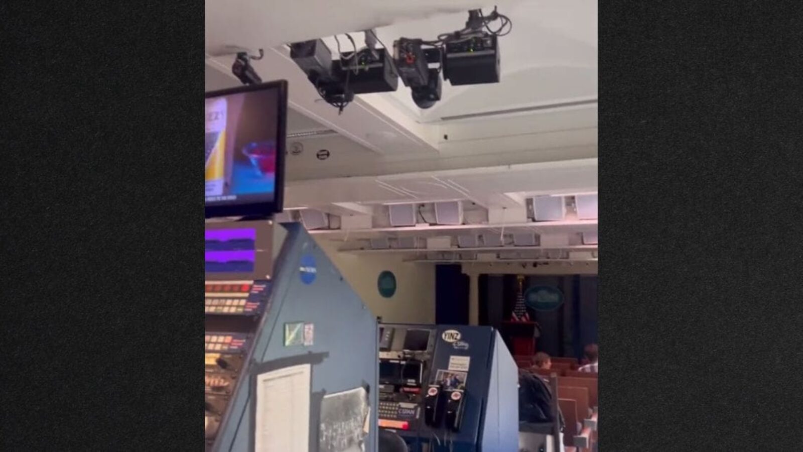 Observers questioned the significance of an item spotted on a high shelf in the control booth of the White House press room.